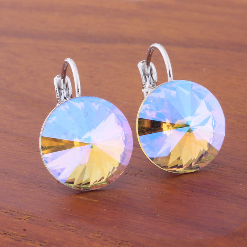 14mm Round Color Ear Buckle European and American Cross-border Earrings Gold Earrings Advanced Sense ins Simple Popular Jewelry