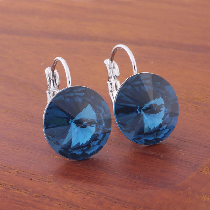 14mm Round Color Ear Buckle European and American Cross-border Earrings Gold Earrings Advanced Sense ins Simple Popular Jewelry