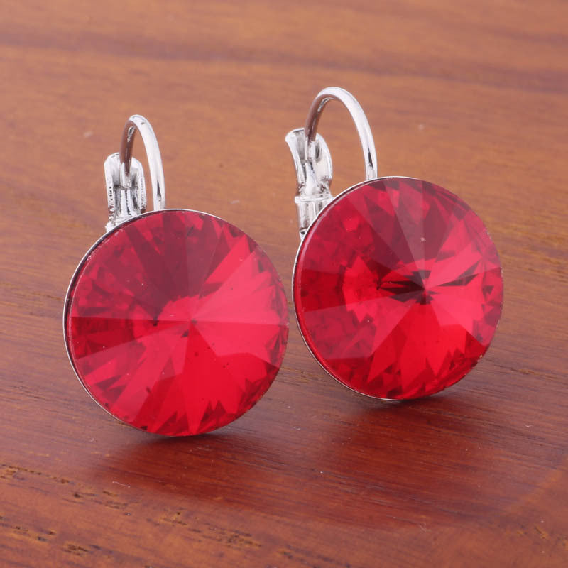14mm Round Color Ear Buckle European and American Cross-border Earrings Gold Earrings Advanced Sense ins Simple Popular Jewelry