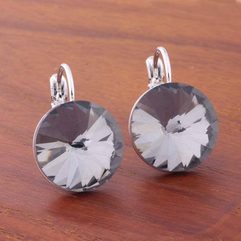 14mm Round Color Ear Buckle European and American Cross-border Earrings Gold Earrings Advanced Sense ins Simple Popular Jewelry