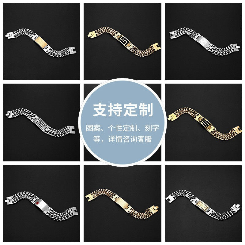 Cross-Border Direct Sales Amazon Aliexpress European and American Fashion Trend Personalized Stainless Steel Men's Bracelet Jewelry Wholesale