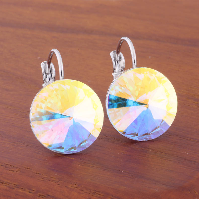 14mm Round Color Ear Buckle European and American Cross-border Earrings Gold Earrings Advanced Sense ins Simple Popular Jewelry