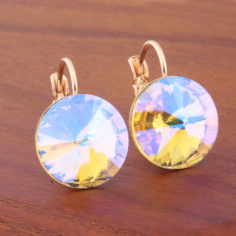 14mm Round Color Ear Buckle European and American Cross-border Earrings Gold Earrings Advanced Sense ins Simple Popular Jewelry