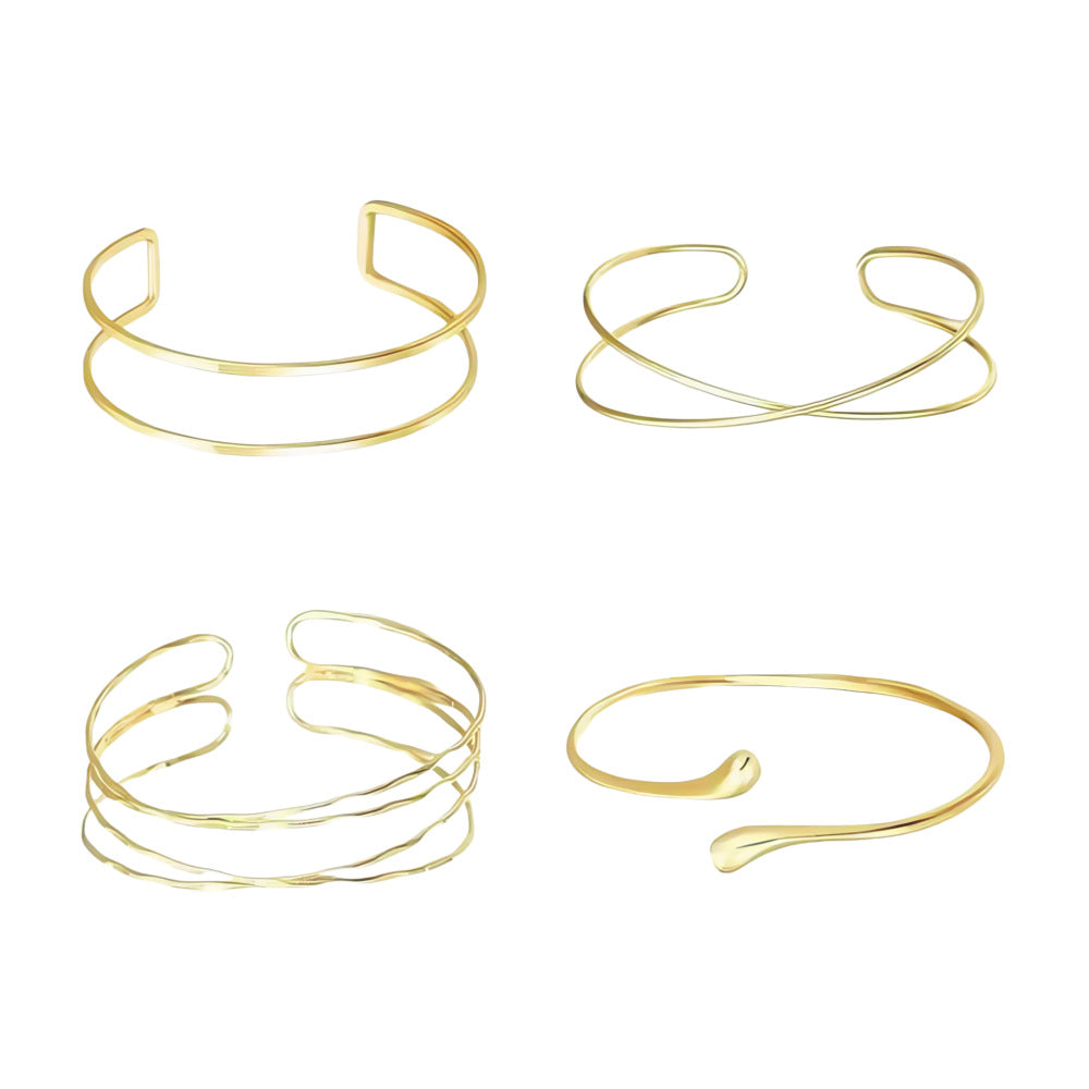 Factory Direct Supply of European and American Hot-Selling Jewelry, Cross-Border Metal C-Shaped Bracelets, Personalized Cut Out Retro Bracelets