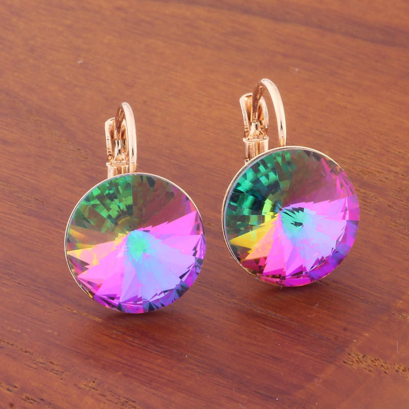 14mm Round Color Ear Buckle European and American Cross-border Earrings Gold Earrings Advanced Sense ins Simple Popular Jewelry