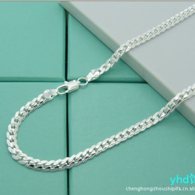 16-24 inch foreign trade best selling 5MM side necklace plated 925 silver men's and women's wear manufacturers in stock direct supply batch
