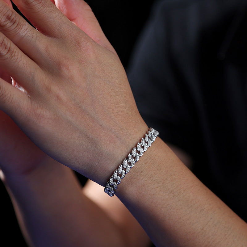 Cross-Border S925 Silver Moissanite Pure Silver Bracelet Niche Light Luxury High-End Bracelet Ins Fashion Temperament Jewelry for Women
