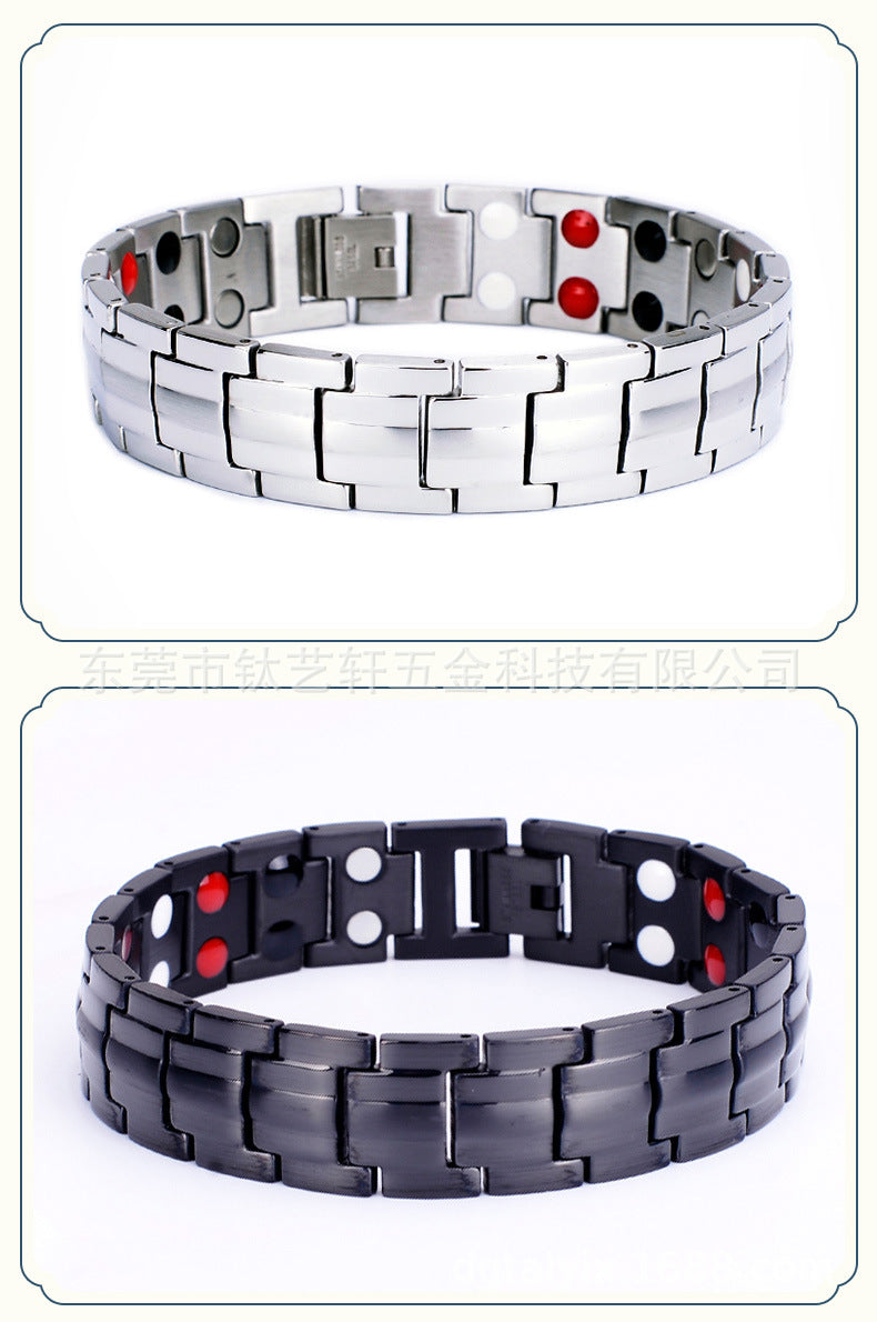 Stainless Steel Bracelet Men's titanium steel jewelry germanium magnet energy bracelet spot wholesale popular jewelry black 246