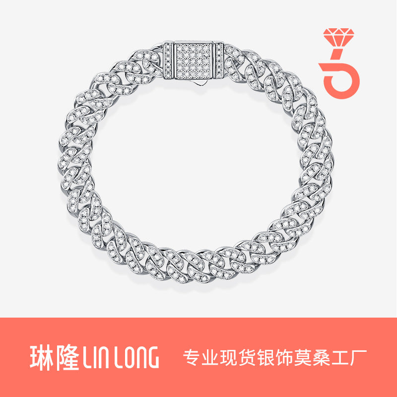 Cross-Border S925 Silver Moissanite Pure Silver Bracelet Niche Light Luxury High-End Bracelet Ins Fashion Temperament Jewelry for Women