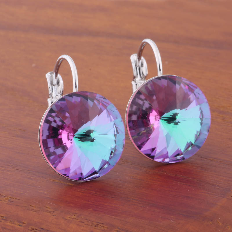 14mm Round Color Ear Buckle European and American Cross-border Earrings Gold Earrings Advanced Sense ins Simple Popular Jewelry